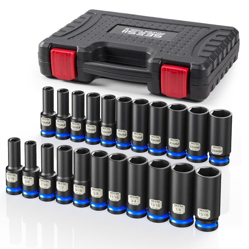 Professional 1/2'' Drive Deep Impact Socket Set - SAE & Metric