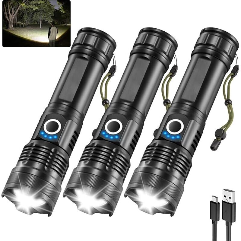 3-Pack Staaricc 5 Modes Rechargeable Flashlights - Super Bright & Durable