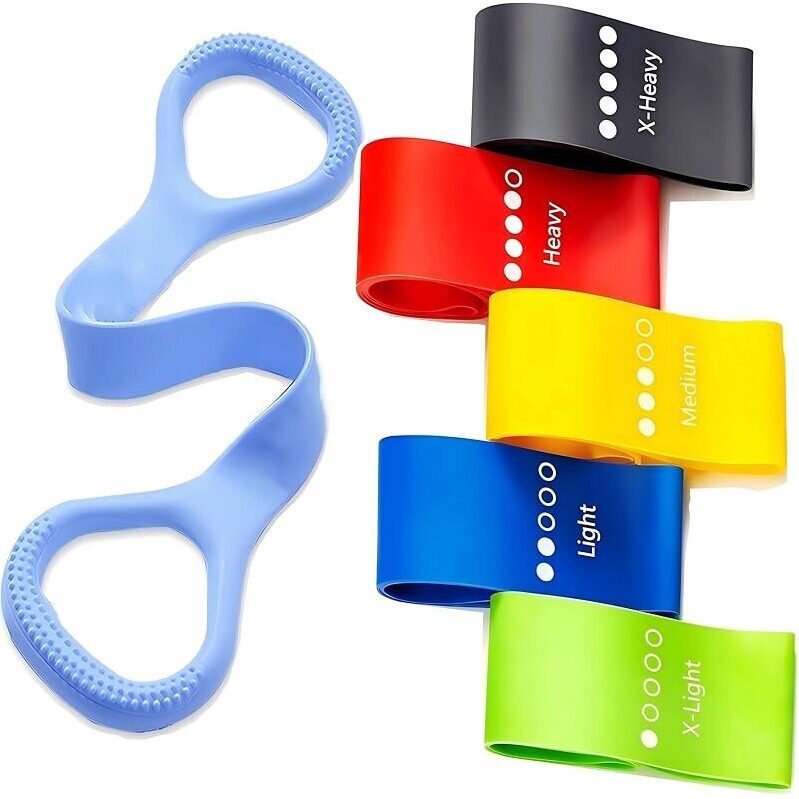6-Pack Elastic Pilates Resistance Bands for Home & Travel Workouts