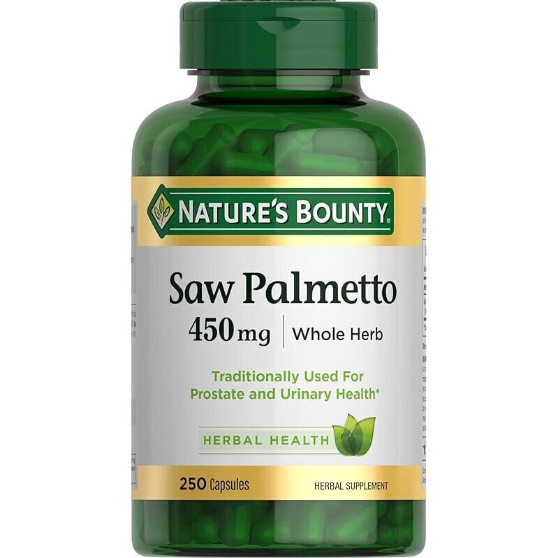 Nature's Bounty Saw Palmetto 450 mg - 250 Capsules for Prostate Health