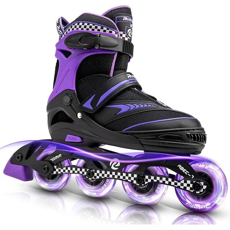 Ruthfot Adjustable Inline Skates with Full Light Up Wheels - Perfect Fit for Growing Kids