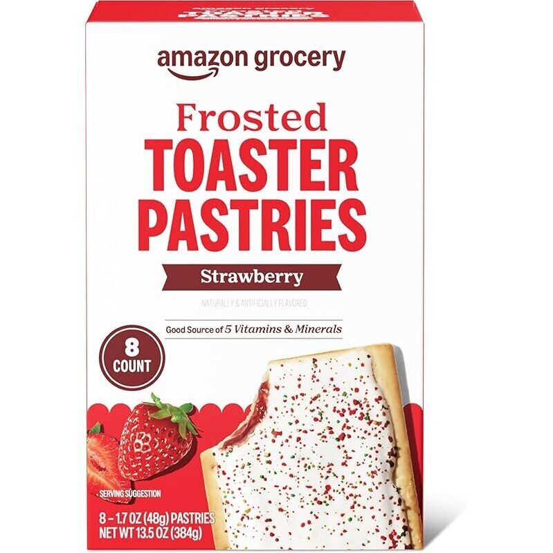Amazon Grocery Frosted Toaster Pastries Strawberry - 8ct, 13.5oz