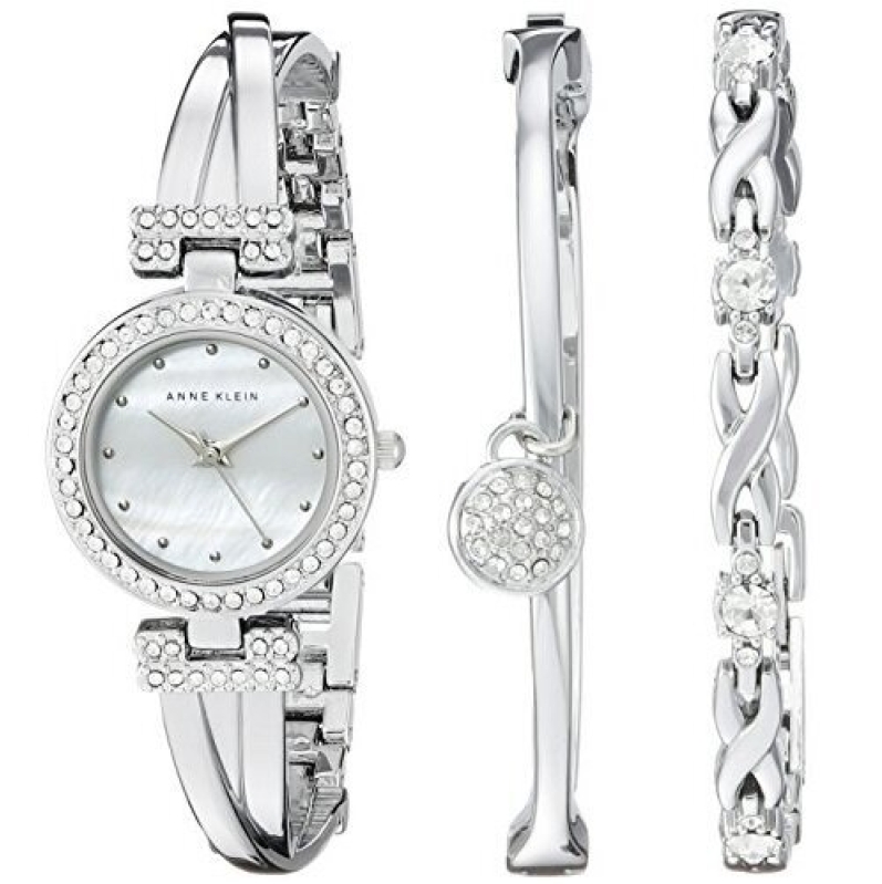 Anne Klein Swarovski Crystal Quartz Women's Watch Set - Elegant Elegance