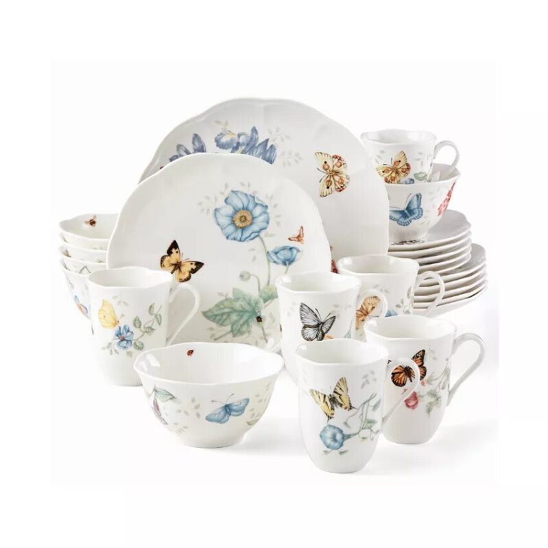 Elegant Butterfly Meadow Dinnerware Set for 6 - Beautiful Floral Patterns