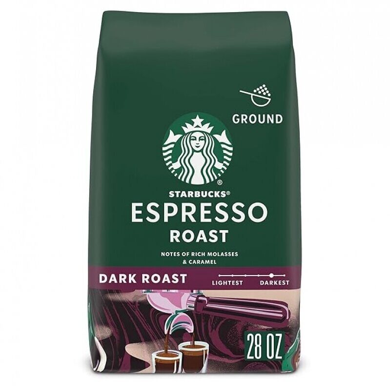 Starbucks Espresso Roast Ground Coffee - 28 oz Dark Roast, 100% Arabica