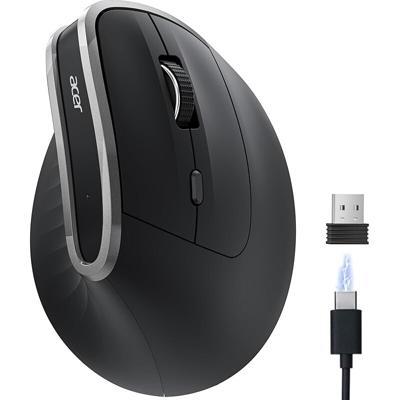 Acer Ergonomic Mouse: 1600 DPI Wireless with 6 Buttons for Long-Term Comfort