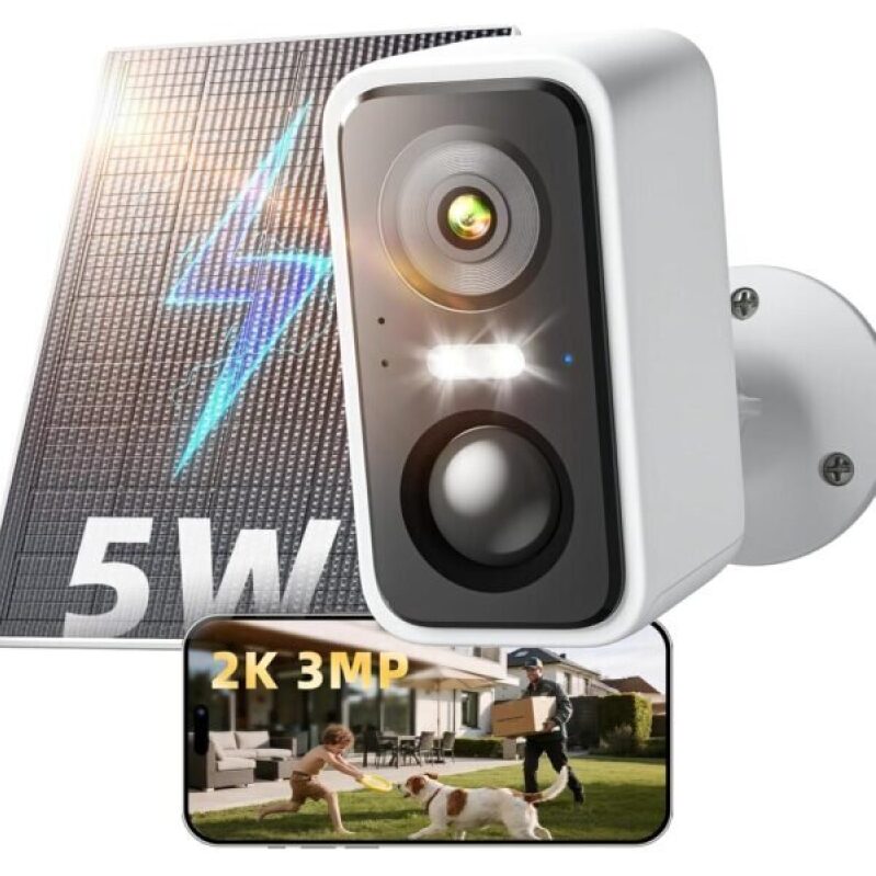 Solar-Powered Wireless 2K/3MP Outdoor Security Camera with AI Detection