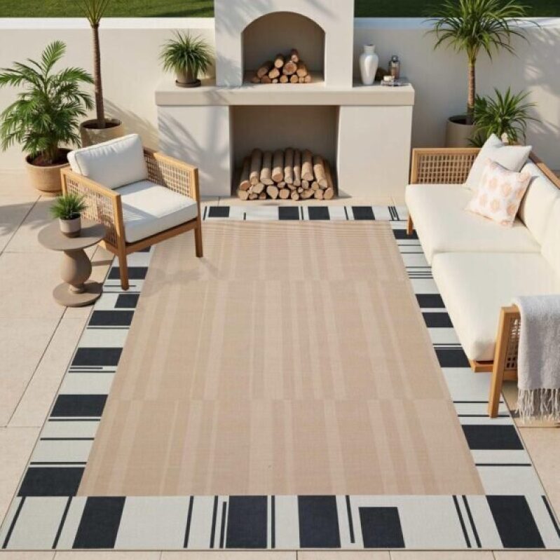Modern Jute Rug with Striped Design for Patio - 50% Off