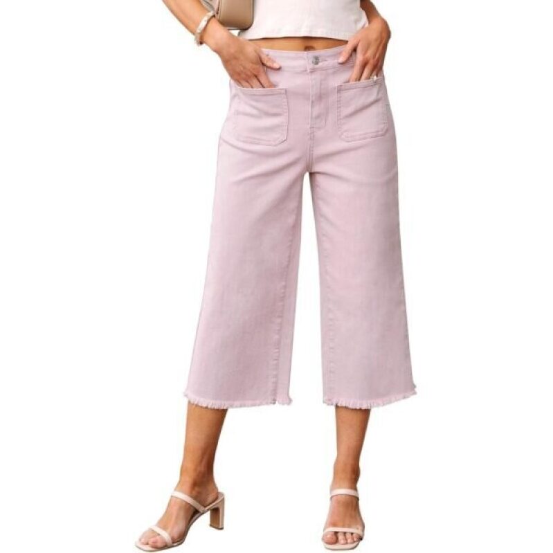 Luvamia 35% Off: Elegant Lilac Seven-Eighth Denim Pants for Women
