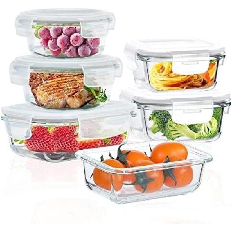 Rosos Glass Food Storage Containers - 6-Piece Set with Lids - 50% Off