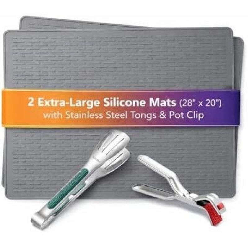 Upgrade Your Kitchen with Extra-Large Silicone Mats and Tongs - 50% OFF