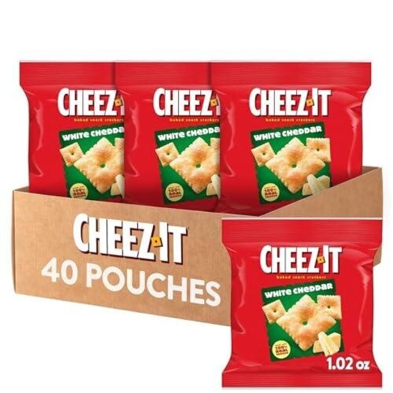 Cheez-It White Cheddar Baked Snack Crackers - 40 Pouches, 50% Off