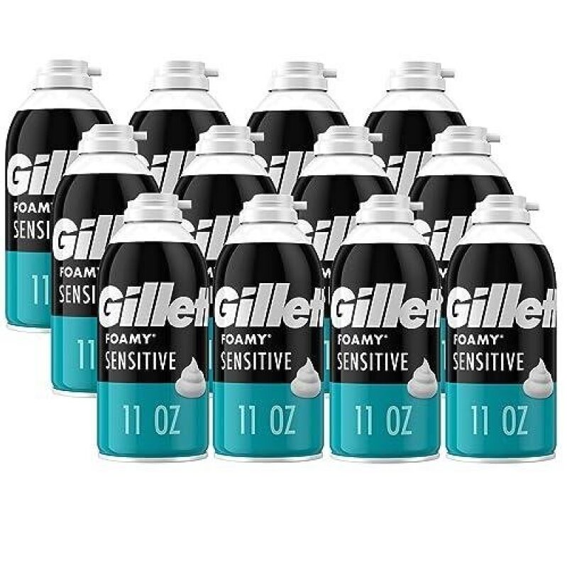 Gille Foamy Sensitive Shaving Foam, 12 Bottles, 11 oz - 53% OFF