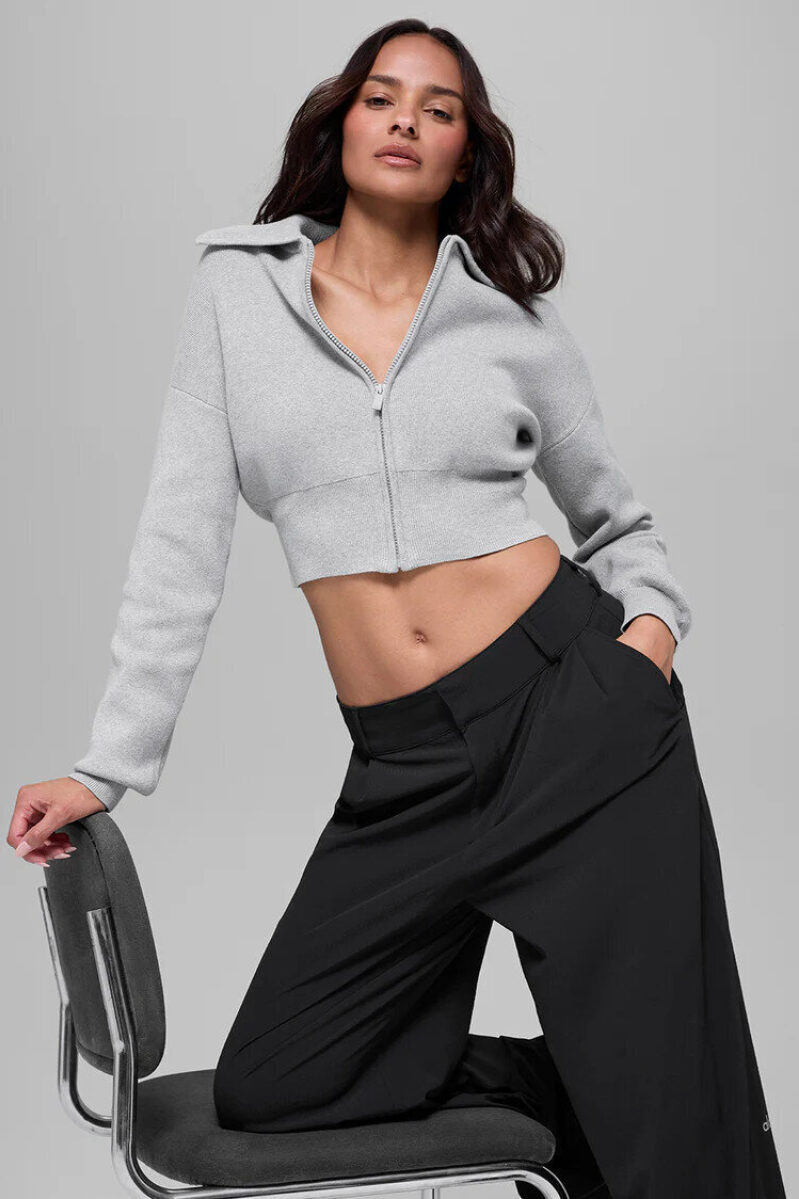 70% Off ALO Scholar Knit Retro Zip-Up Jacket - Multicolor Options