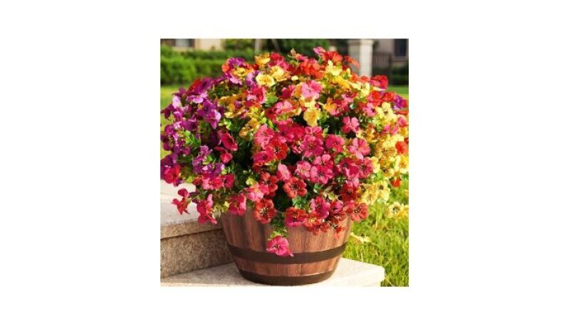 16 Bundles UV Resistant Fake Silk Flowers for Outdoor Decor