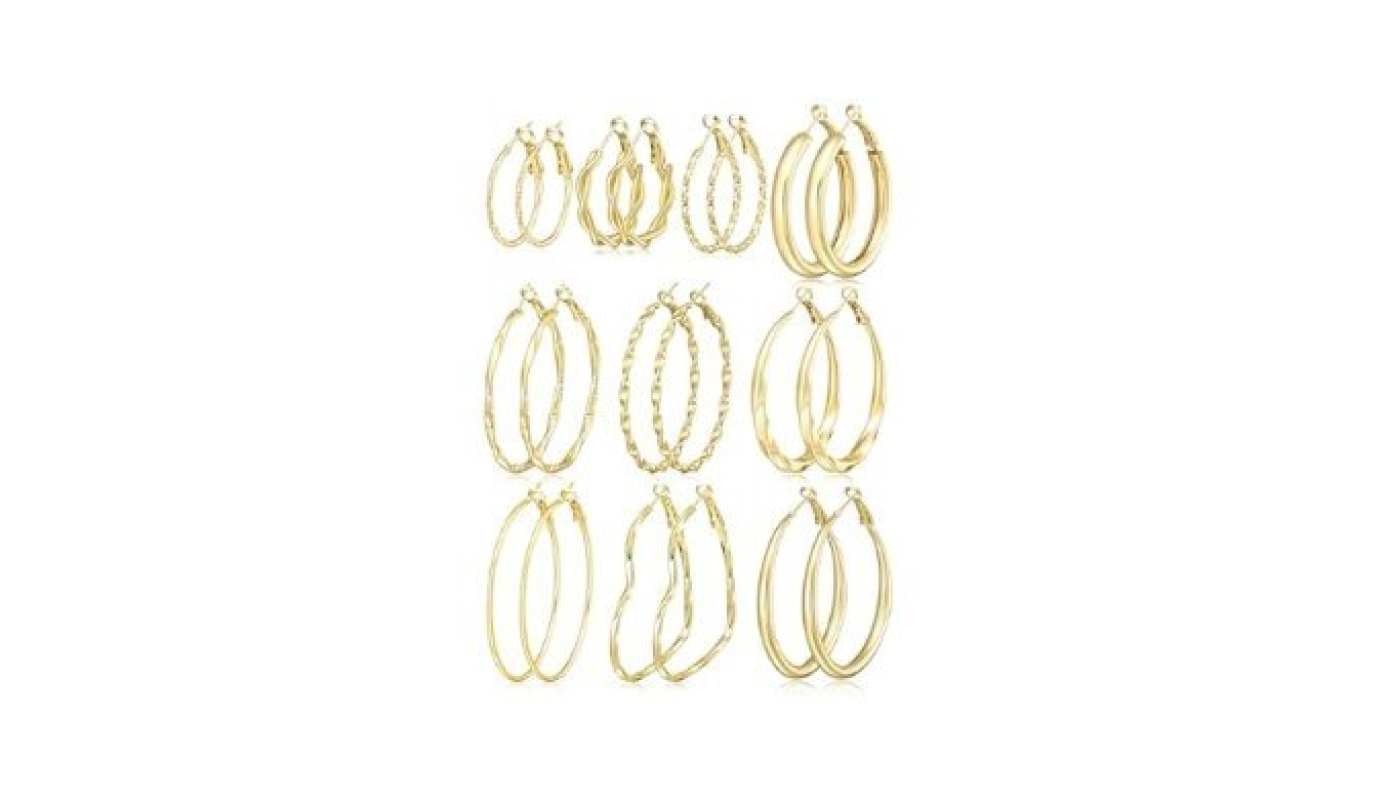 Hypoallergenic Gold Hoop Earrings for Women - Large Set