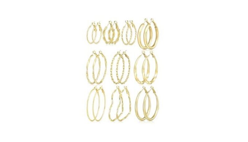 Hypoallergenic Gold Hoop Earrings for Women - Large Set