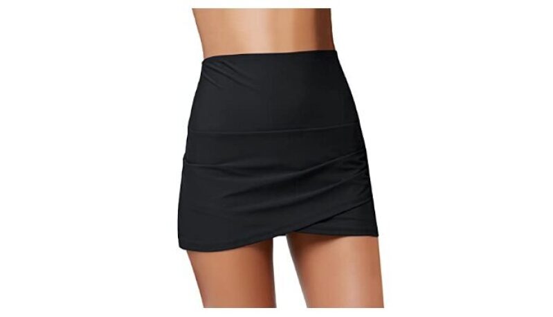 High Waist Tulip Hem Shirring Swim Skirt - Perfect for Beach and Pool