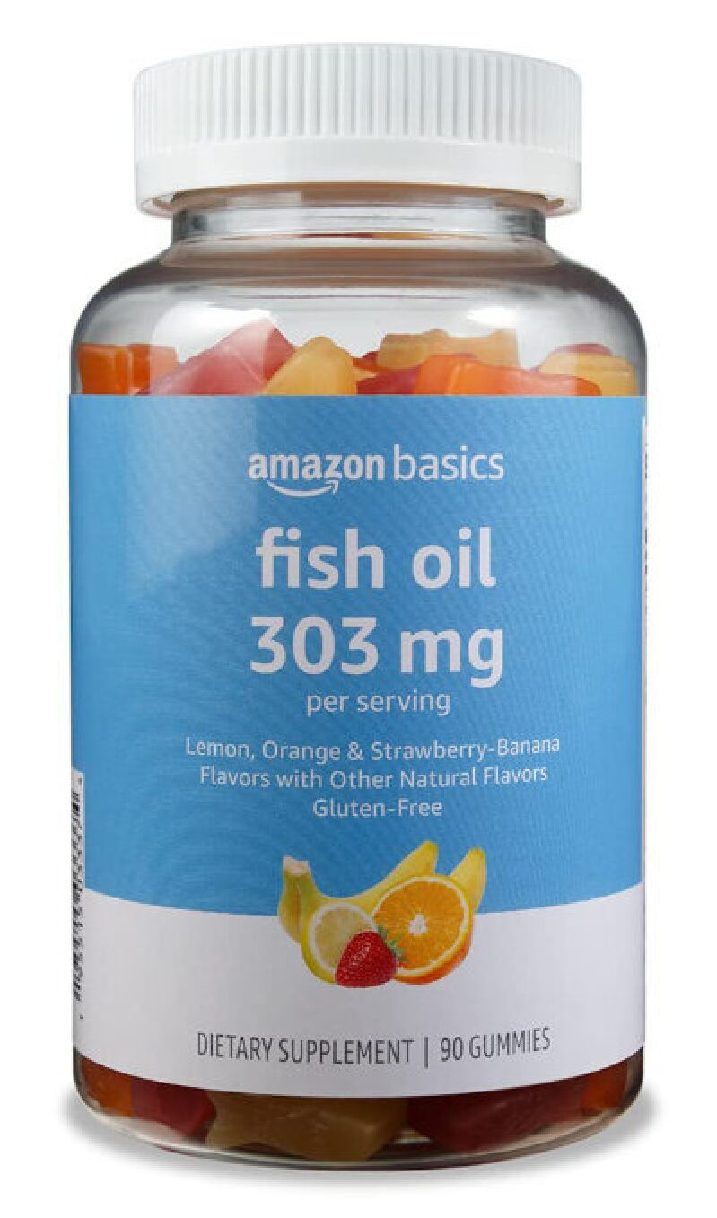 Amazon Basics Fish Oil Gummies - 303 mg Omega-3 per Serving, 90 Gummies