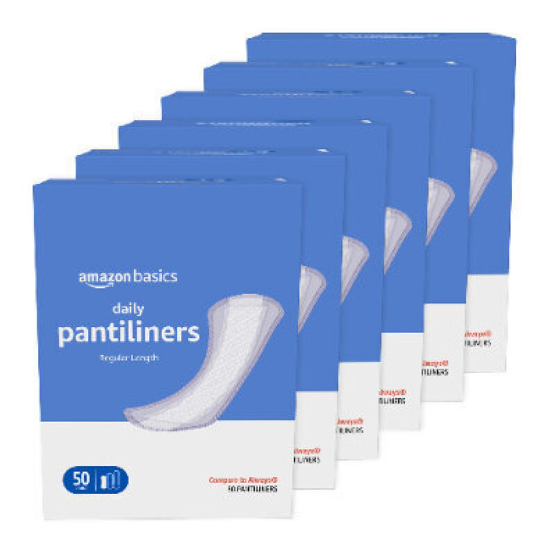 Amazon Basics Daily Pantyliners - 6 Packs, 300 Count