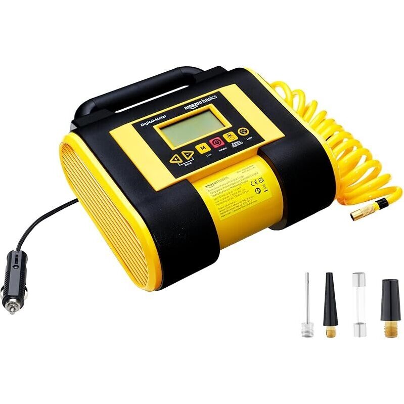 Amazon Basics Portable Car Tire Inflator w/Digital Pressure Gauge - Essential Tool for Smart Car Maintenance