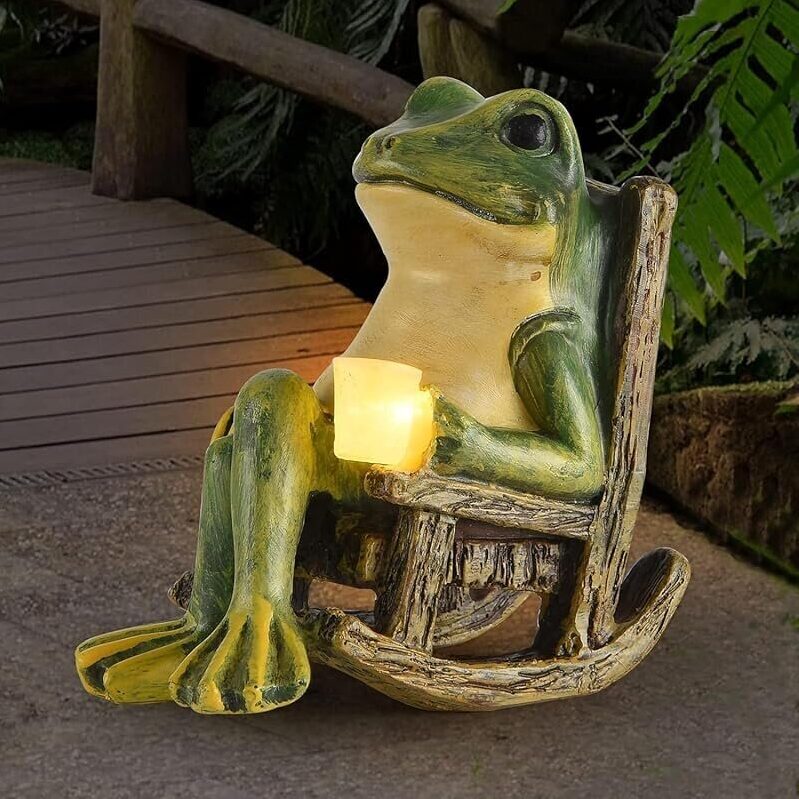 Charming Frog Garden Statue with LED Light - Perfect for Outdoor Decor