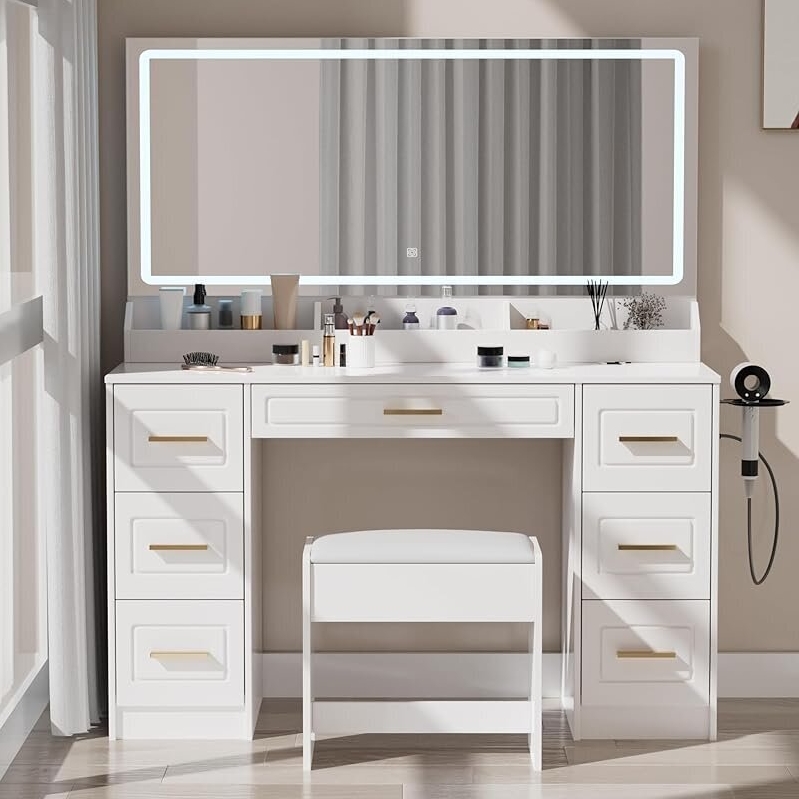 Homesflex Vanity Desk - 43-inch LED Mirror - CP Deals