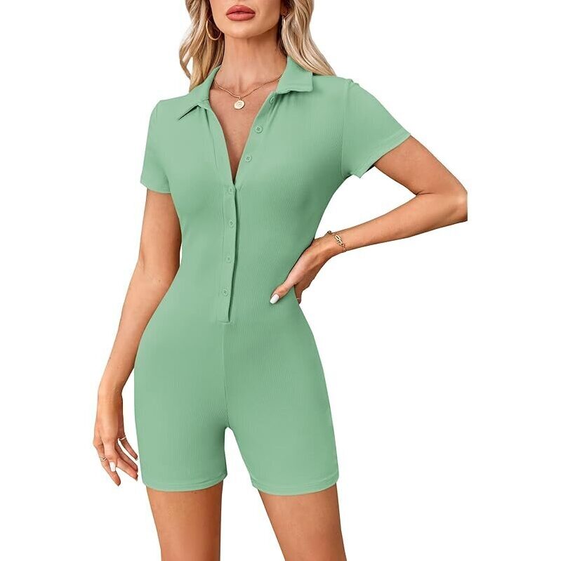 Versatile Button-Up Bodycon Romper - Perfect for Any Occasion
