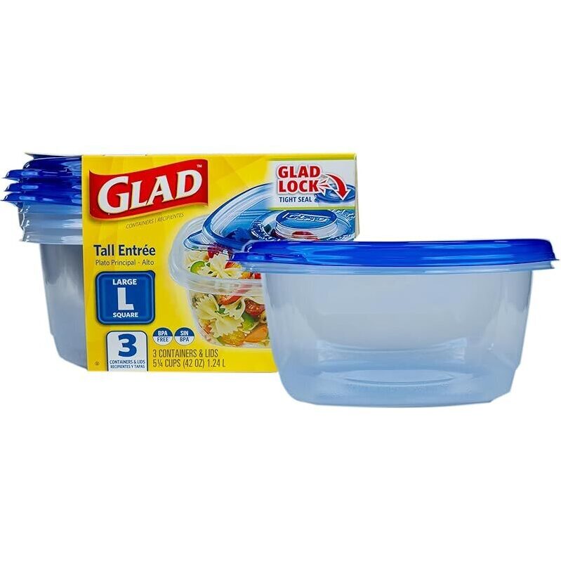 GladWare Tall Entree Food Storage Containers, 42oz, 3-Count