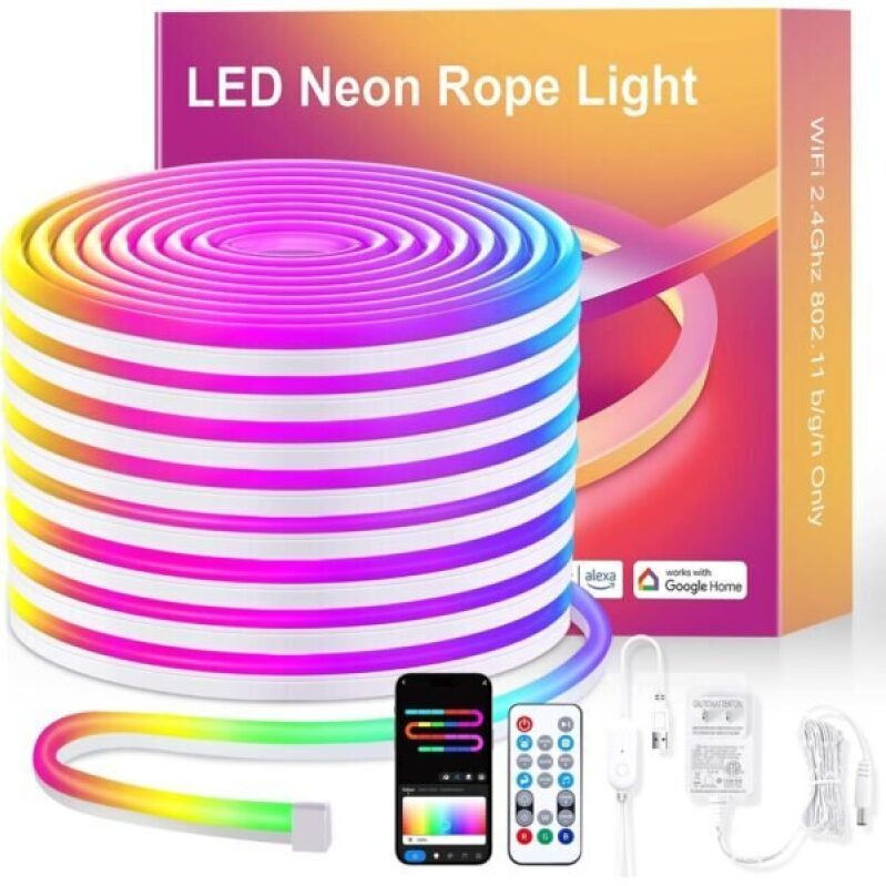 16.4ft Smart RGB+IC LED Rope Lights with App & Remote Control - 50% OFF