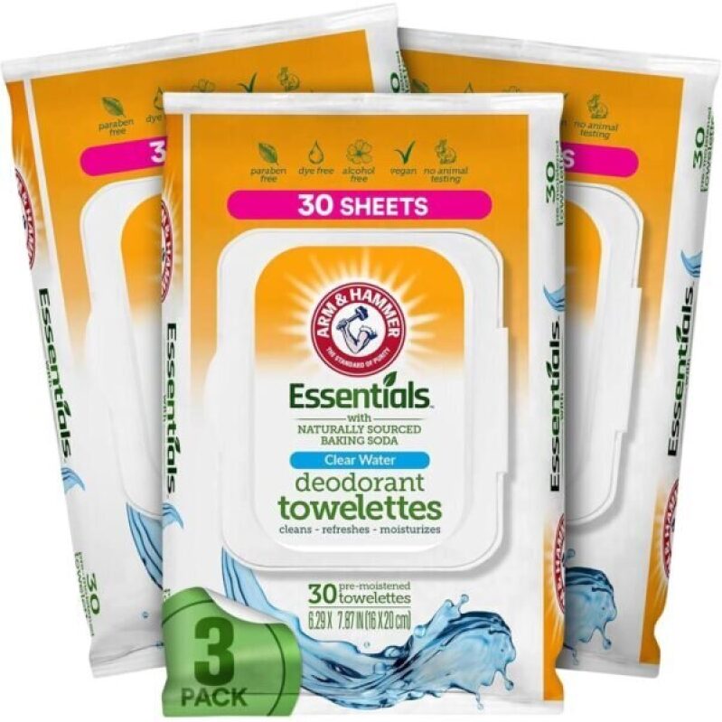 Arm and Hammer 3 Pack Deodorant Towelettes - 90 Sheets