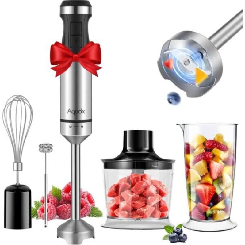 Aquox 5-in-1 Handheld Blender - 1500W Power, 20 Speeds, Turbo Boost