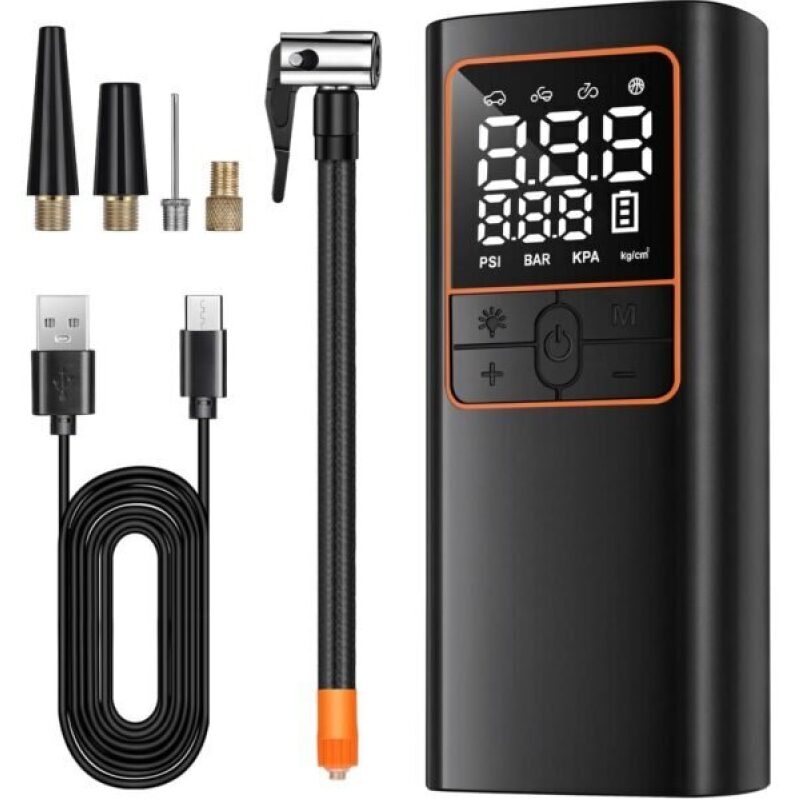 150PSI Cordless Air Compressor – Tire Inflator with Auto Shut-Off, Rechargeable Battery & LED Light