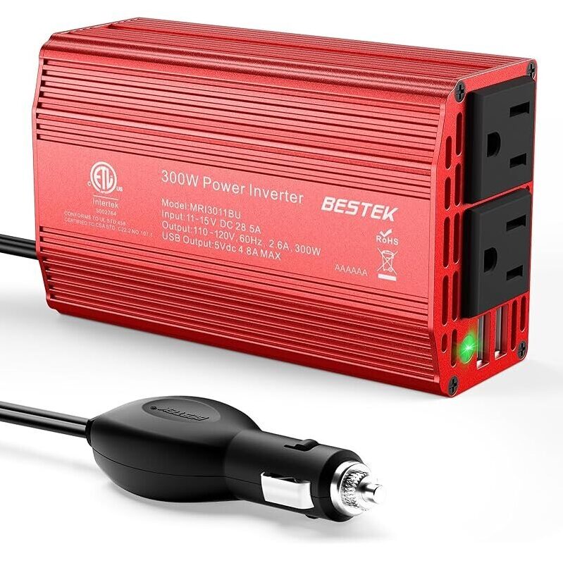 Reliable BESTEK 300W Power Inverter - Efficient Car Plug Adapter