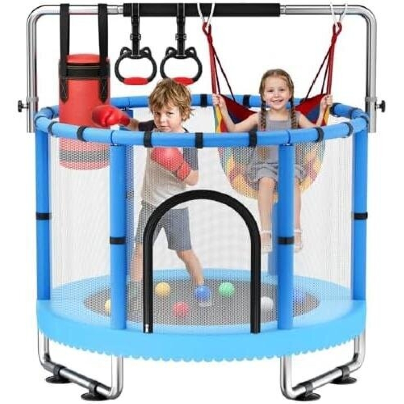 Indoor & Outdoor Kids Trampoline with Adjustable Gymnastics Bar - 45% OFF