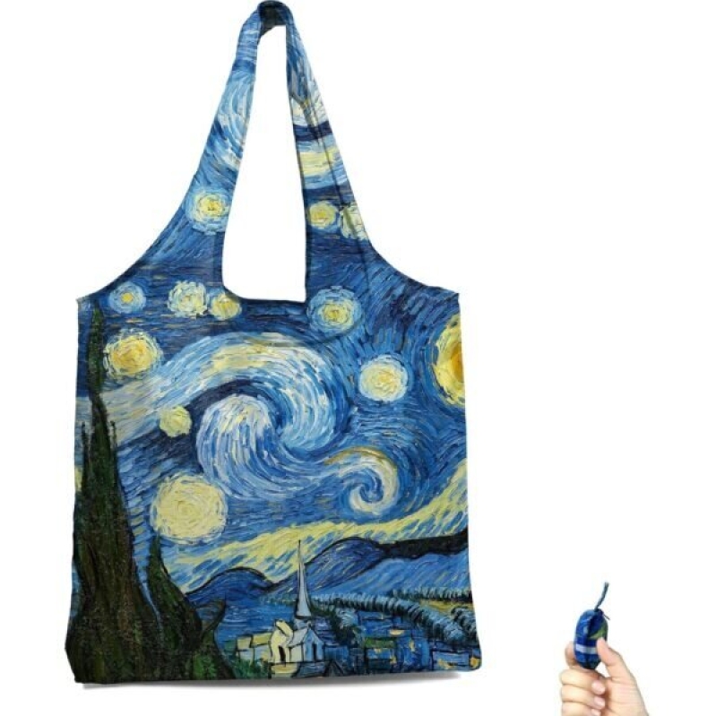 Van Gogh Starry Night Reusable Tote Bag - Foldable & Machine Washable