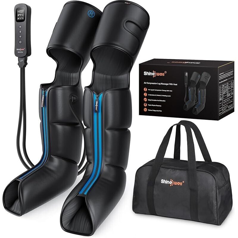 Shine Well Leg Compression Massager: Boost Recovery with Heat & Air Compression