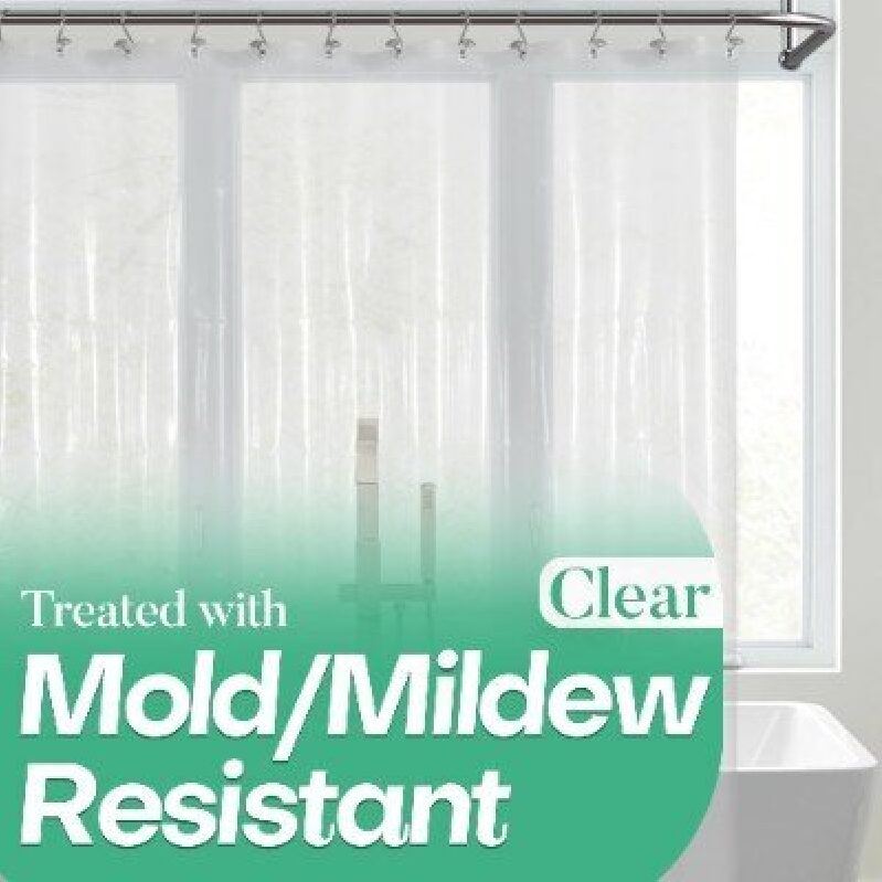 Mrs Awesome Clear PEVA Waterproof Shower Curtain, Mold/Mildew Resistant