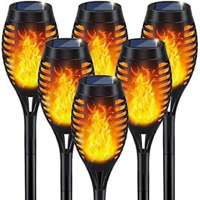 Solar-Powered Outdoor Flame Lamps - 4 Pack