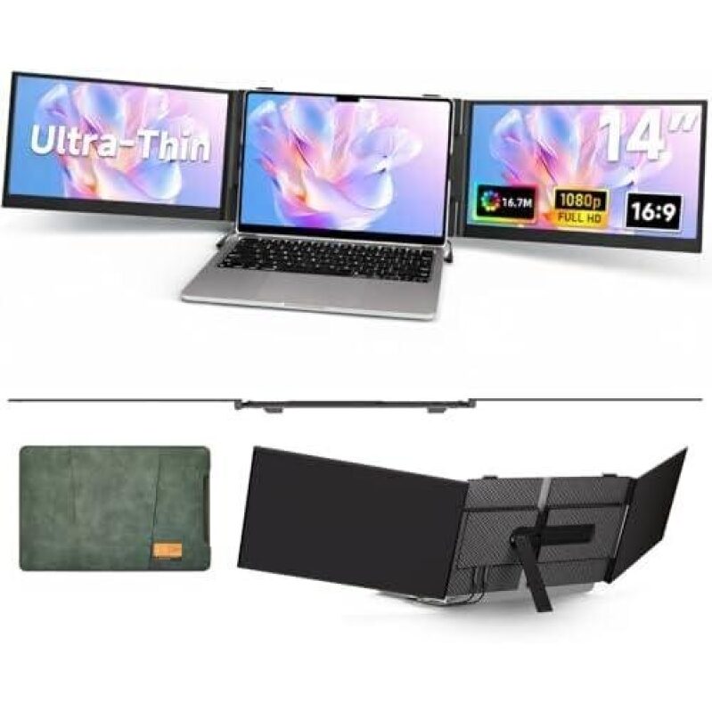 Upgrade Your Workspace with 三屏 2.2lbs 14-Inch Ultra-Slim Portable Extender Screen - 50% OFF