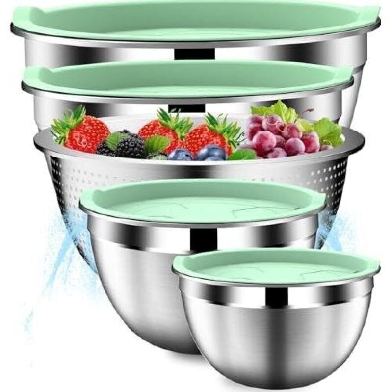 49% OFF Stainless Steel Mixing Bowls Set with Lids - Perfect for Kitchen Use