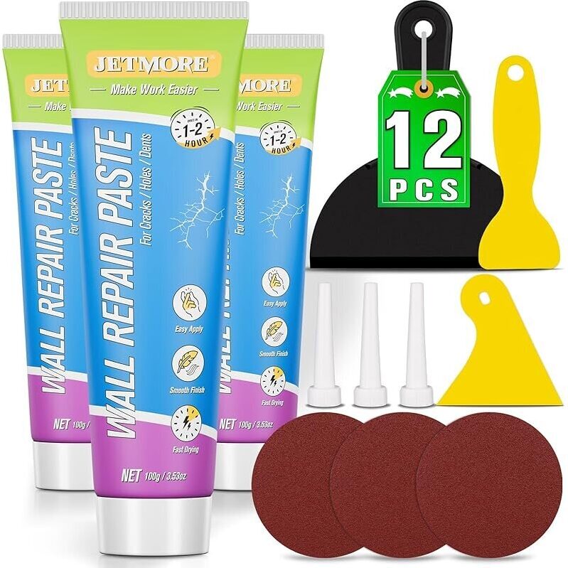 Jetmore 12 Pcs Drywall Repair Kit - Comprehensive Wall Mending Solution