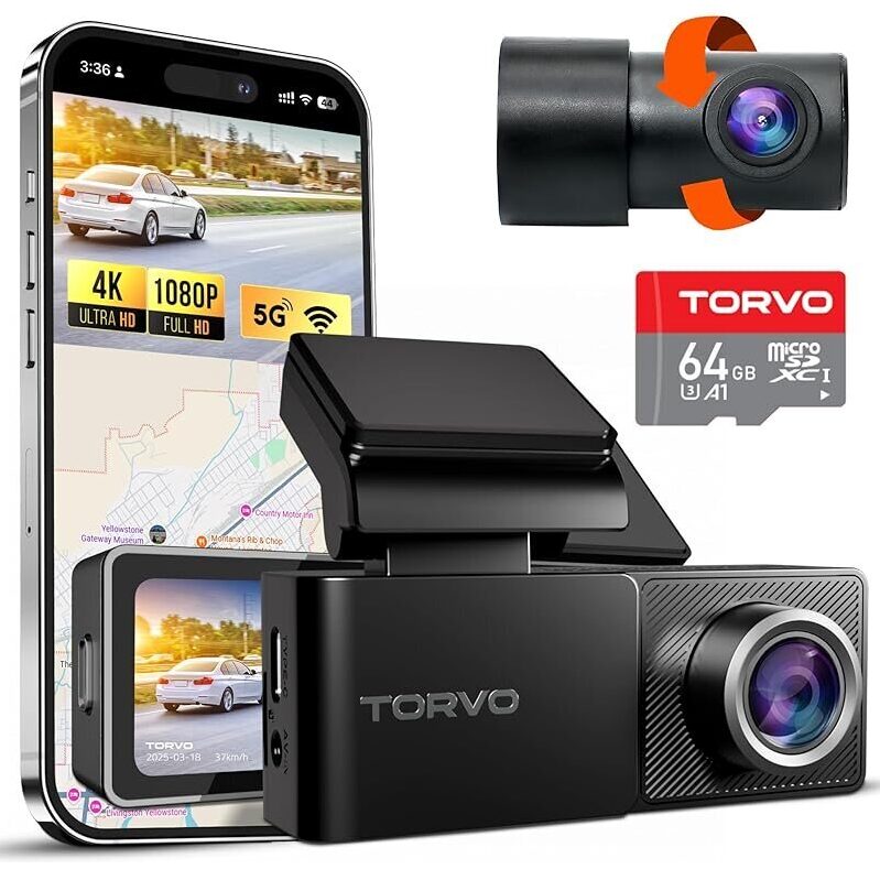 Top-Rated 4K Dash Camera with WiFi and GPS - TORVO TD3