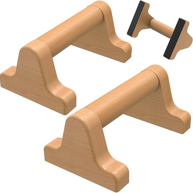 SELEWARE Wood Push Up Bars - Anti-slip, Solid Beech Wood, Optimal Height