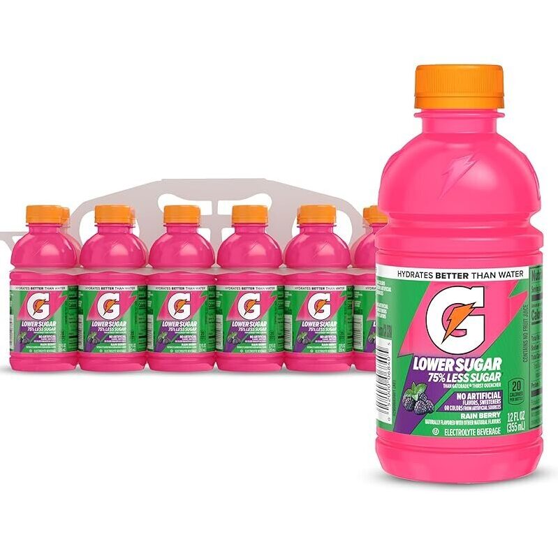 12 Pack Gatorade Lower Sugar Electrolyte Sports Drink 12oz
