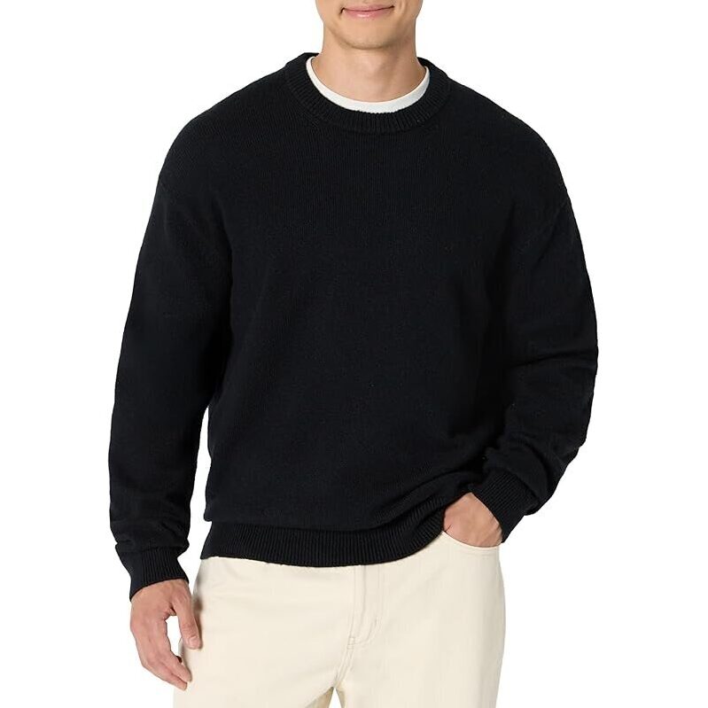 Amazon Essentials Men's Relaxed-Fit Cotton Blend Crewneck Pullover