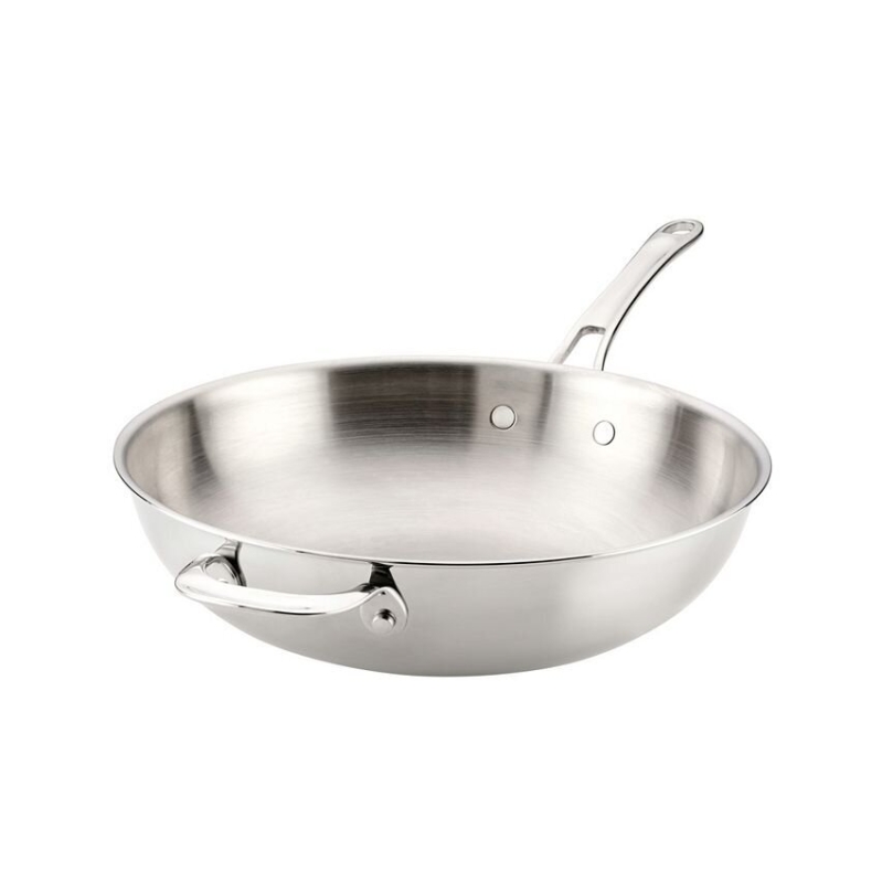 Anolon EverLast Stainless Steel 12.5-in Tri-Ply Clad Stir Fry Pan - High-Quality Cooking