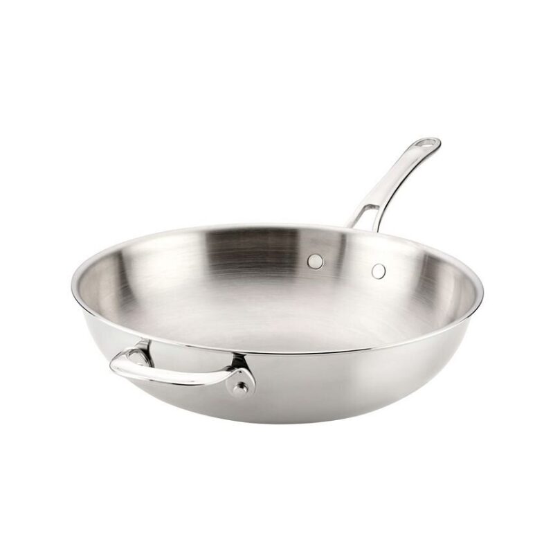 Anolon EverLast Stainless Steel 12.5-in Tri-Ply Clad Stir Fry Pan - High-Quality Cooking