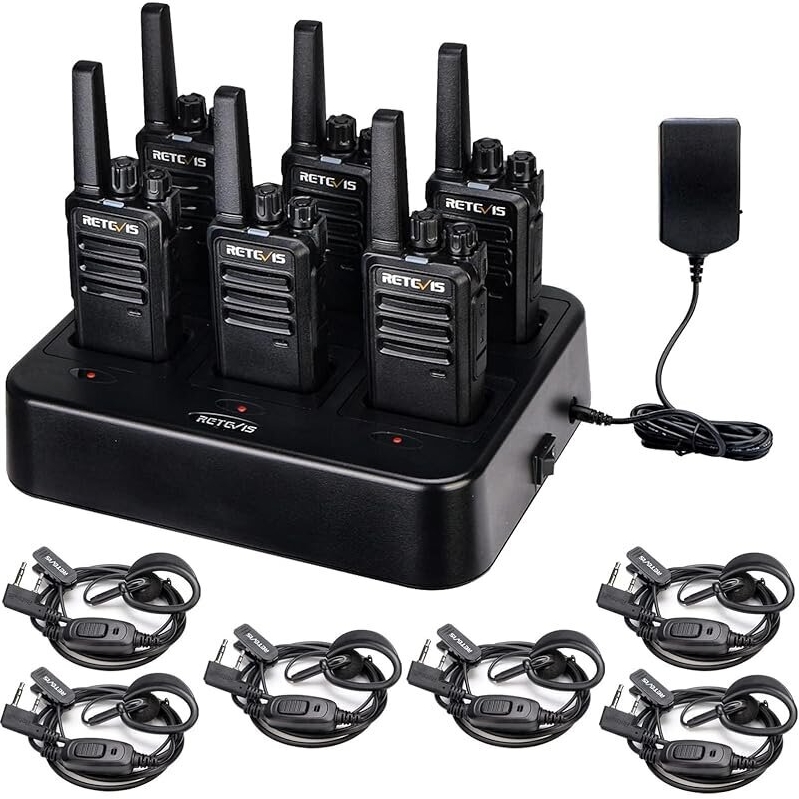 6-Pack Retevis RT68 Walkie Talkies with Earpiece