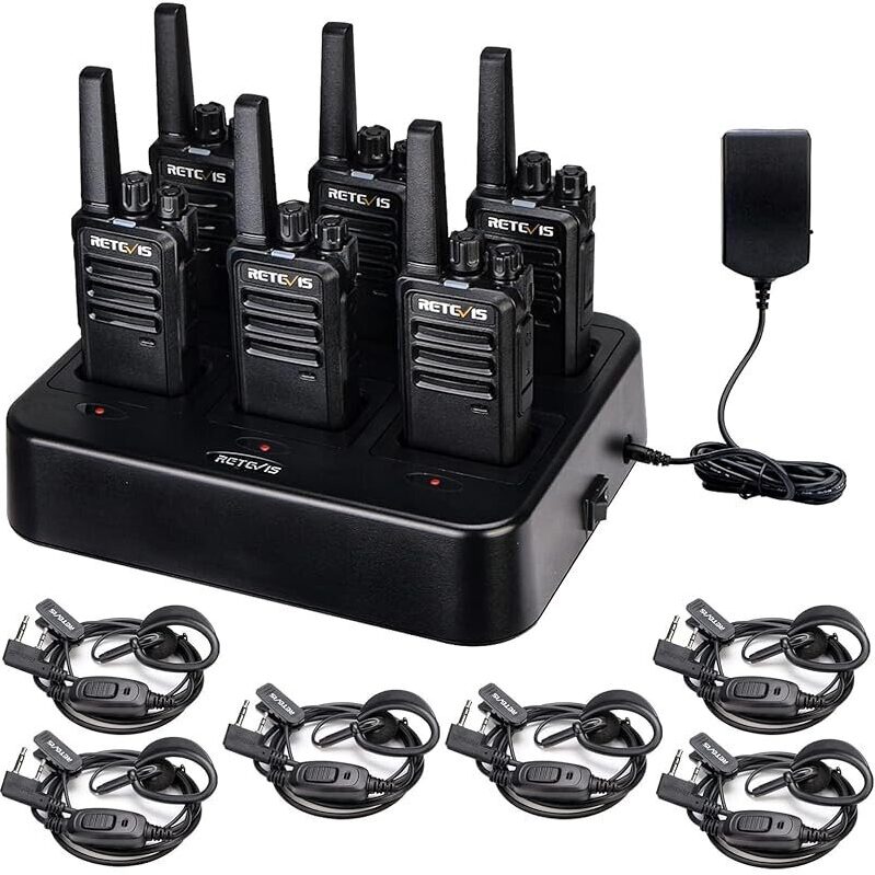 6-Pack Retevis RT68 Walkie Talkies with Earpiece